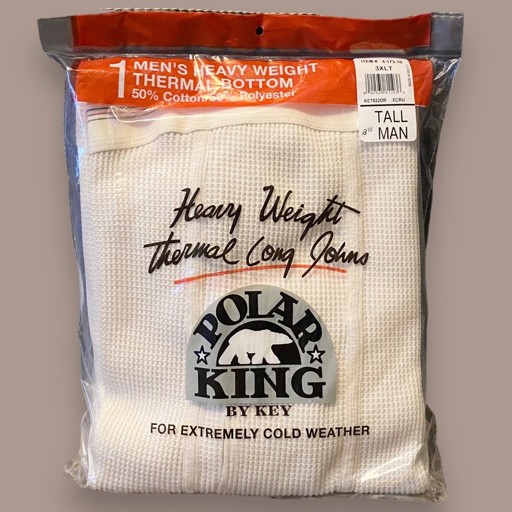 Polar King by Key Heavyweight Thermal Long Johns Big & Tall Ecru 2X 3X Tall